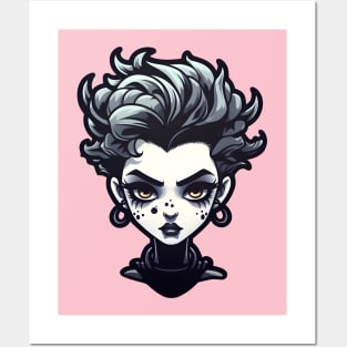 Short hair goth girl Posters and Art